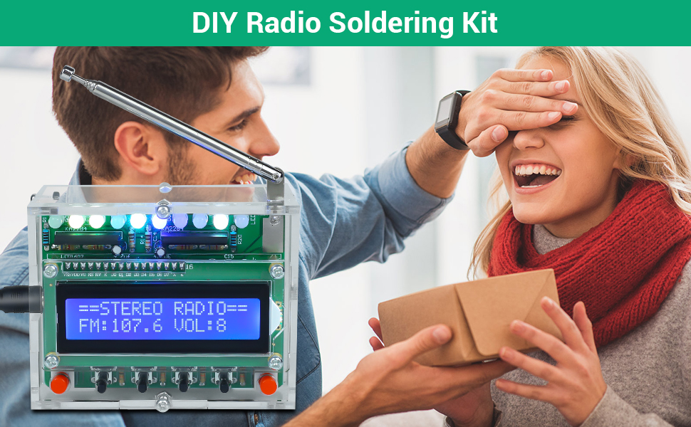 FM Radio Receiver DIY Kit with RGB LED Indicator ICStation